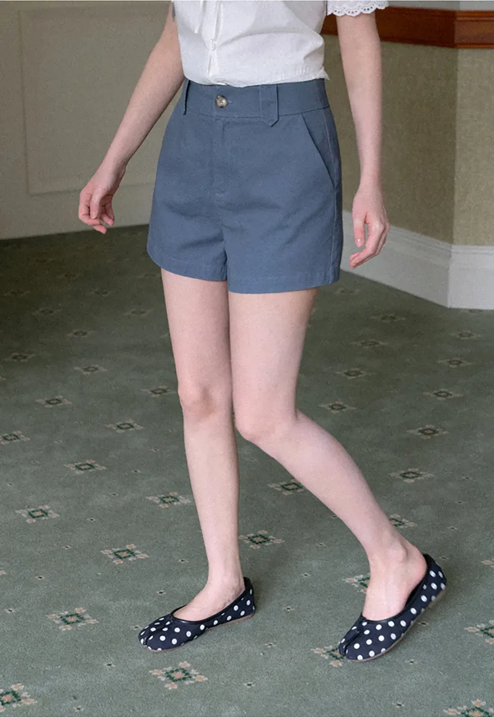 High Waist Structured Shorts with Belt Loops