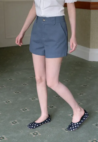 High Waist Structured Shorts with Belt Loops