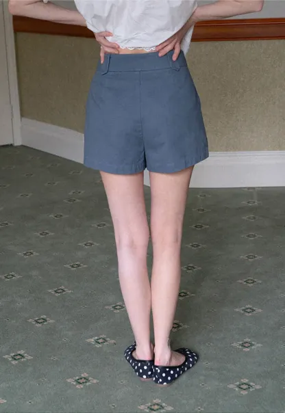 High Waist Structured Shorts with Belt Loops