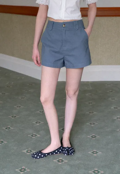 High Waist Structured Shorts with Belt Loops