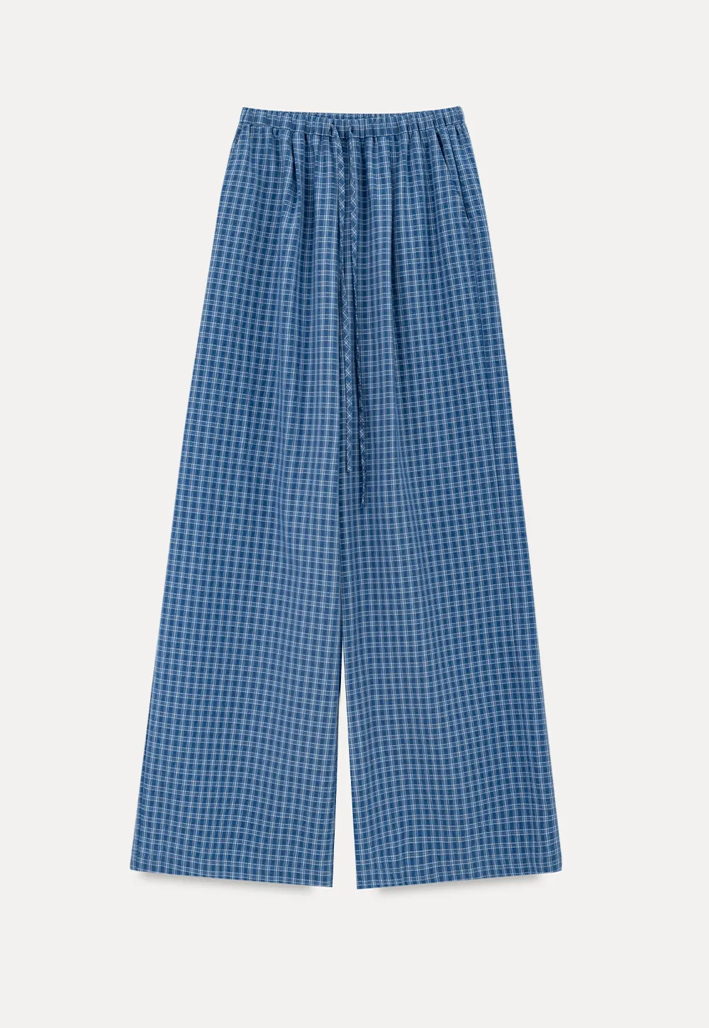 Wide Leg Gingham Check Casual Pants