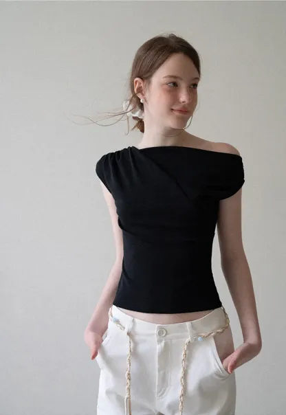 High Waist Wide Leg Pants with Braided Cord Detail
