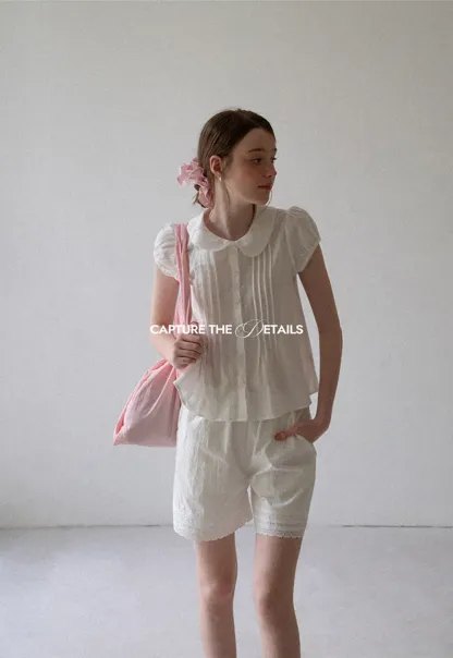 Lace Trim Cropped Shorts