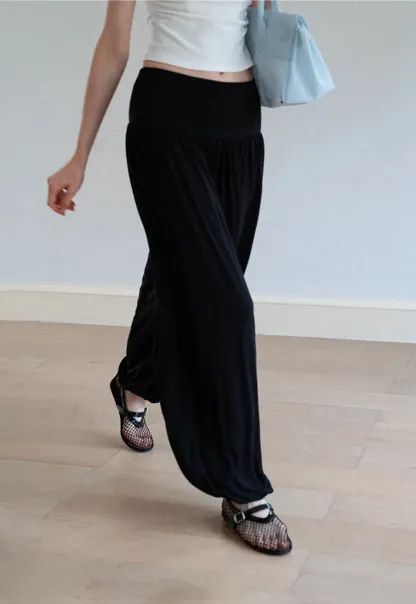 High Waist Pleated Wide Leg Casual Pants