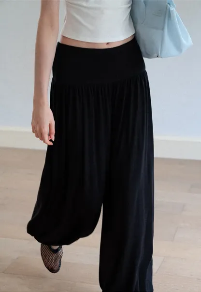 High Waist Pleated Wide Leg Casual Pants