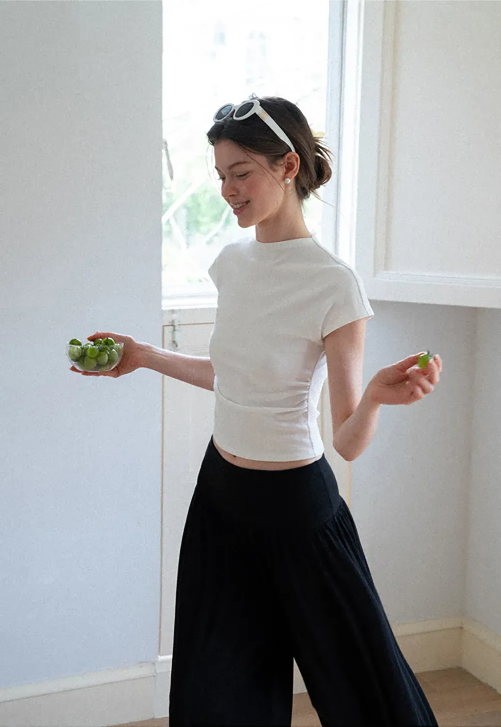 High Waist Pleated Wide Leg Casual Pants