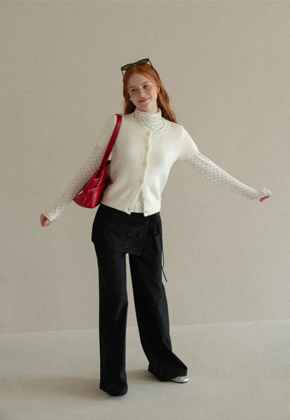 Peplum Waist Wide Leg Casual Pants