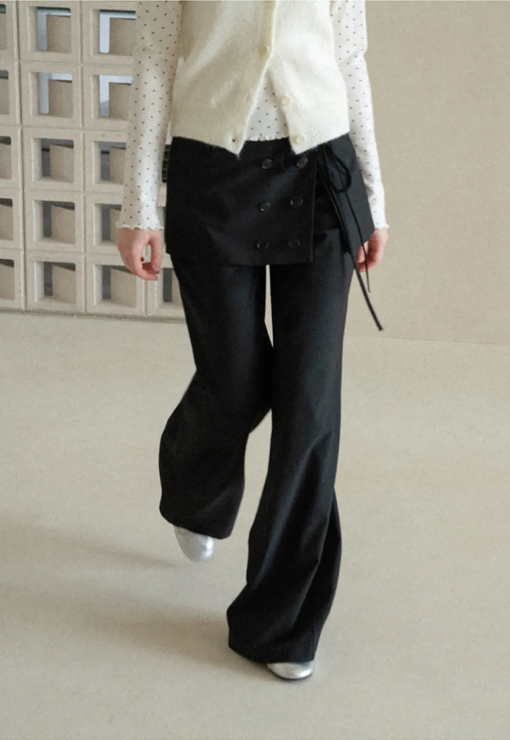 Peplum Waist Wide Leg Casual Pants
