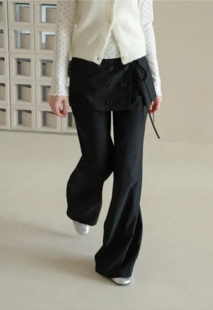 Peplum Waist Wide Leg Casual Pants
