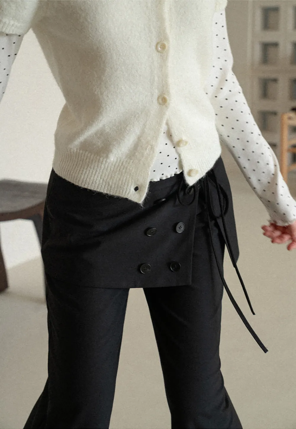 Peplum Waist Wide Leg Casual Pants