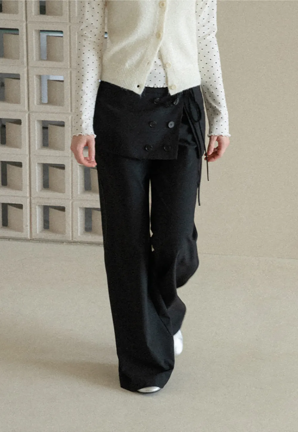 Peplum Waist Wide Leg Casual Pants