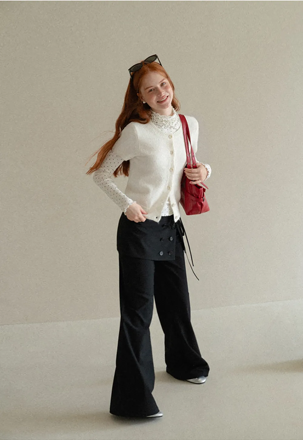 Peplum Waist Wide Leg Casual Pants