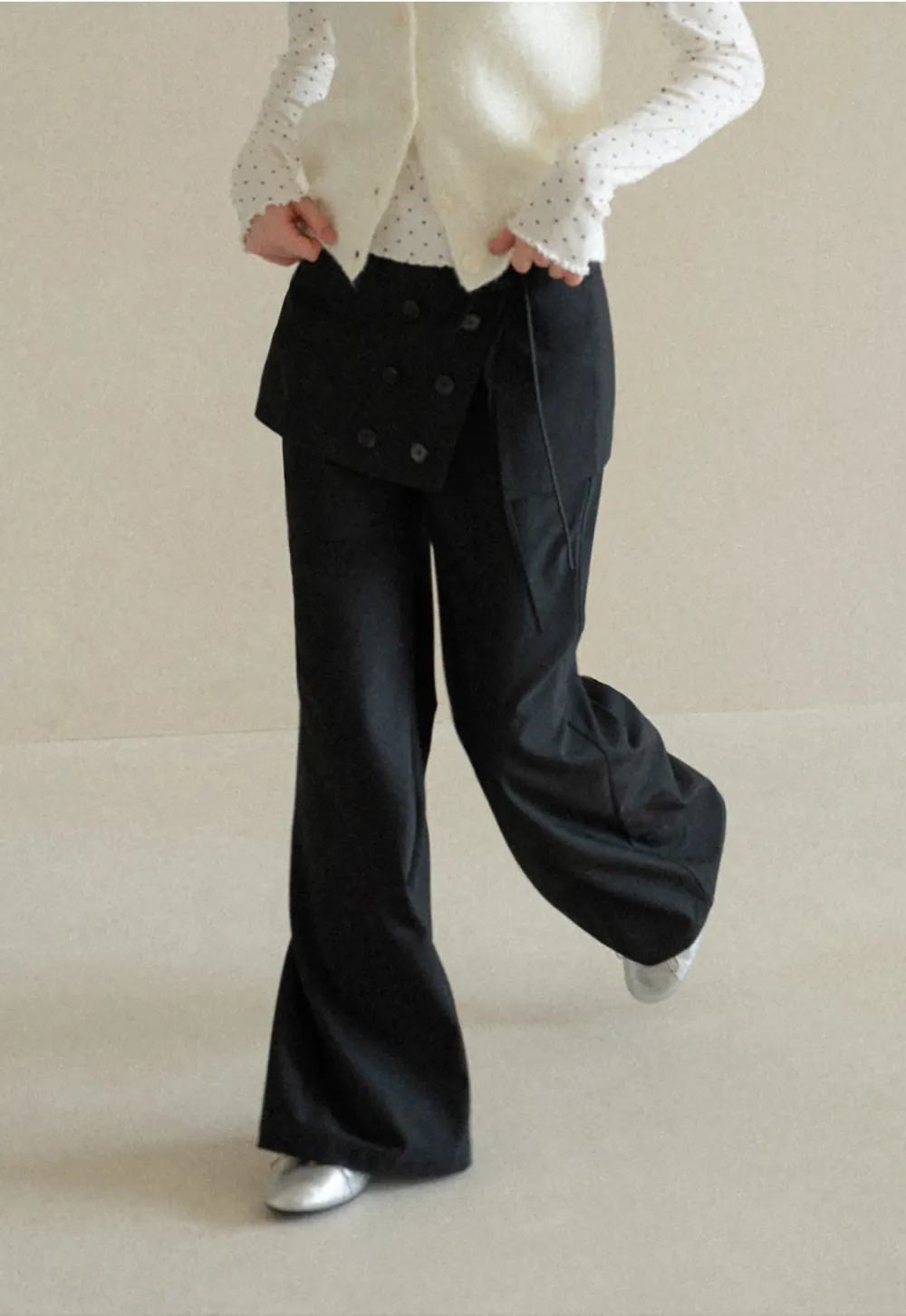 Peplum Waist Wide Leg Casual Pants
