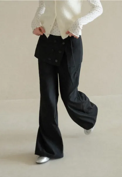 Peplum Waist Wide Leg Casual Pants