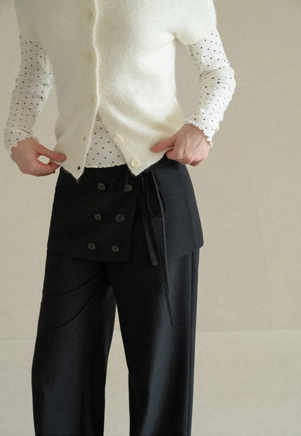 Peplum Waist Wide Leg Casual Pants