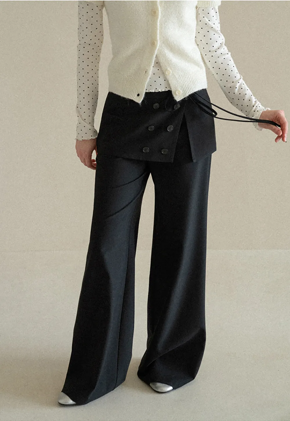 Peplum Waist Wide Leg Casual Pants