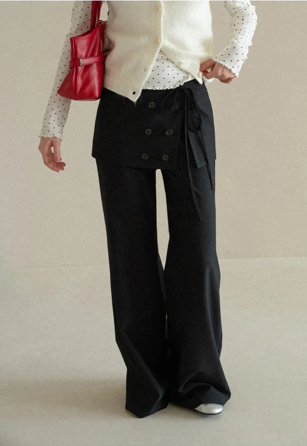 Peplum Waist Wide Leg Casual Pants
