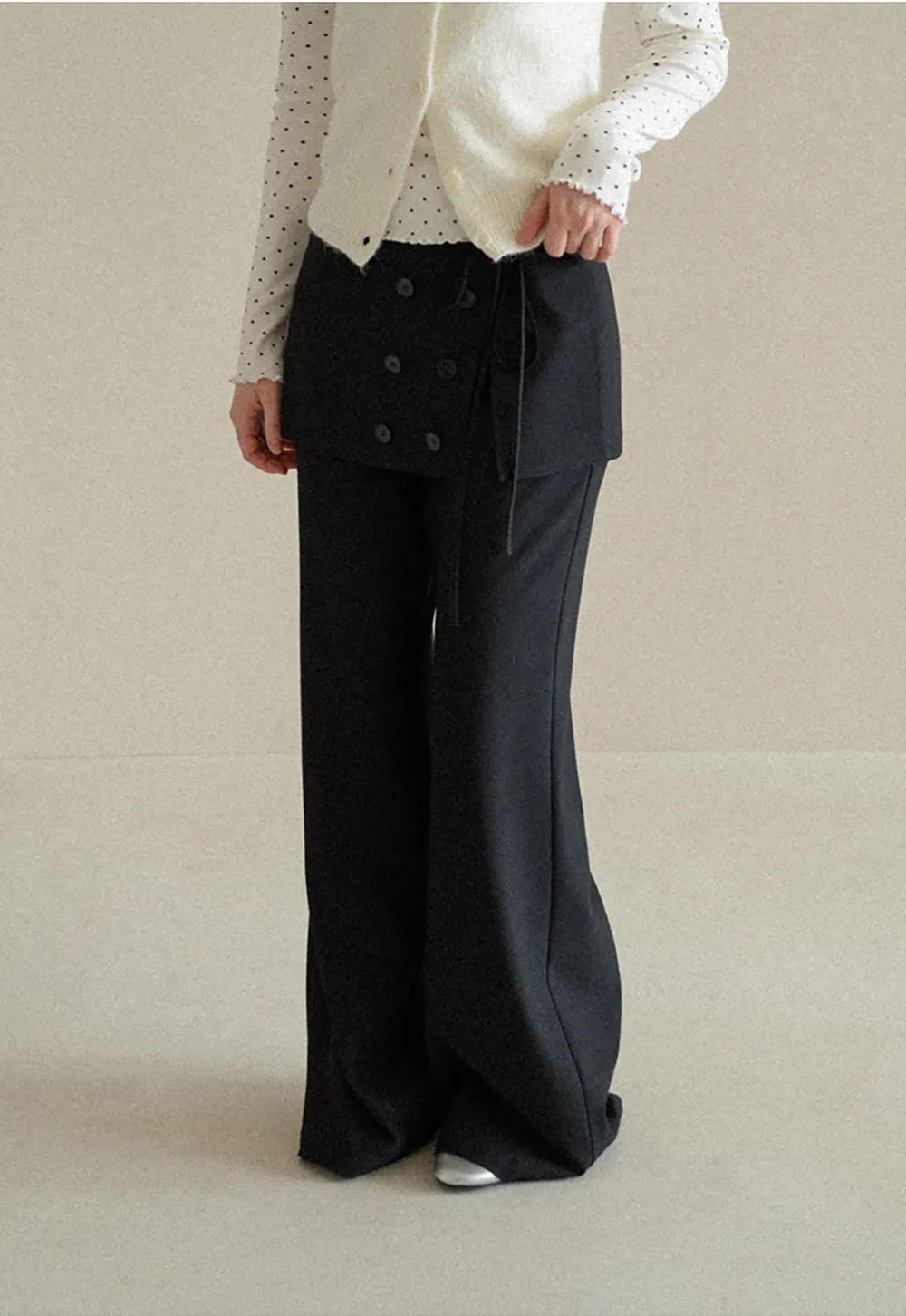 Peplum Waist Wide Leg Casual Pants