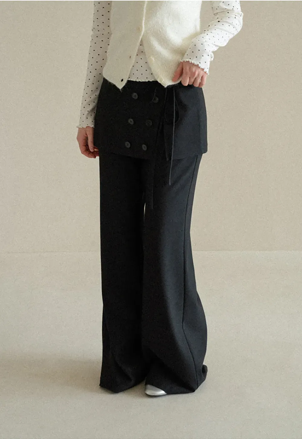 Peplum Waist Wide Leg Casual Pants