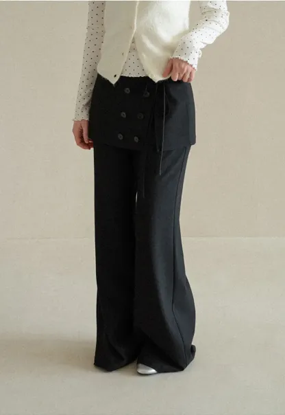 Peplum Waist Wide Leg Casual Pants