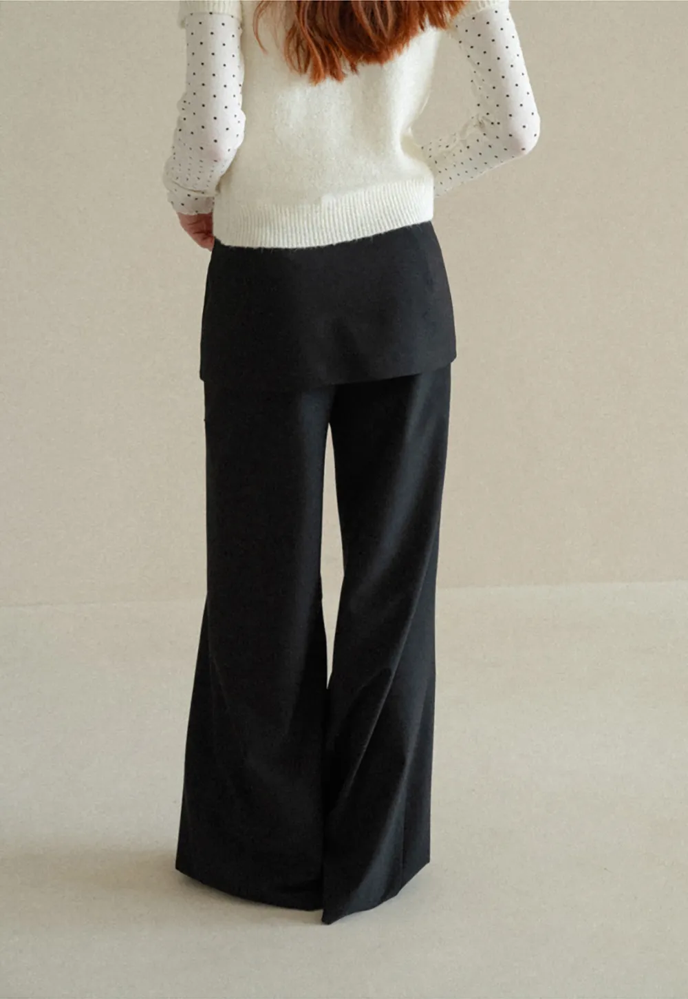 Peplum Waist Wide Leg Casual Pants