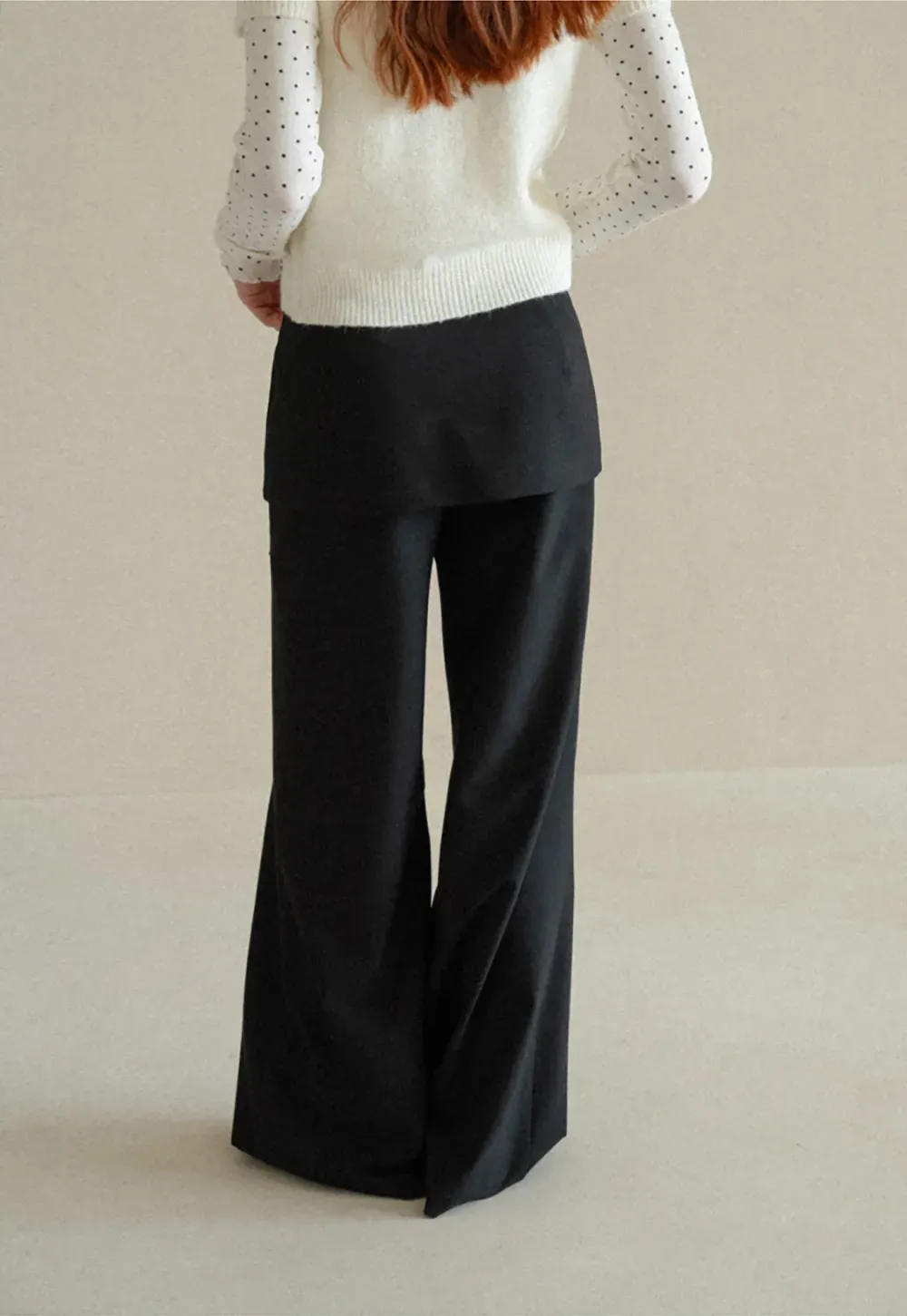Peplum Waist Wide Leg Casual Pants