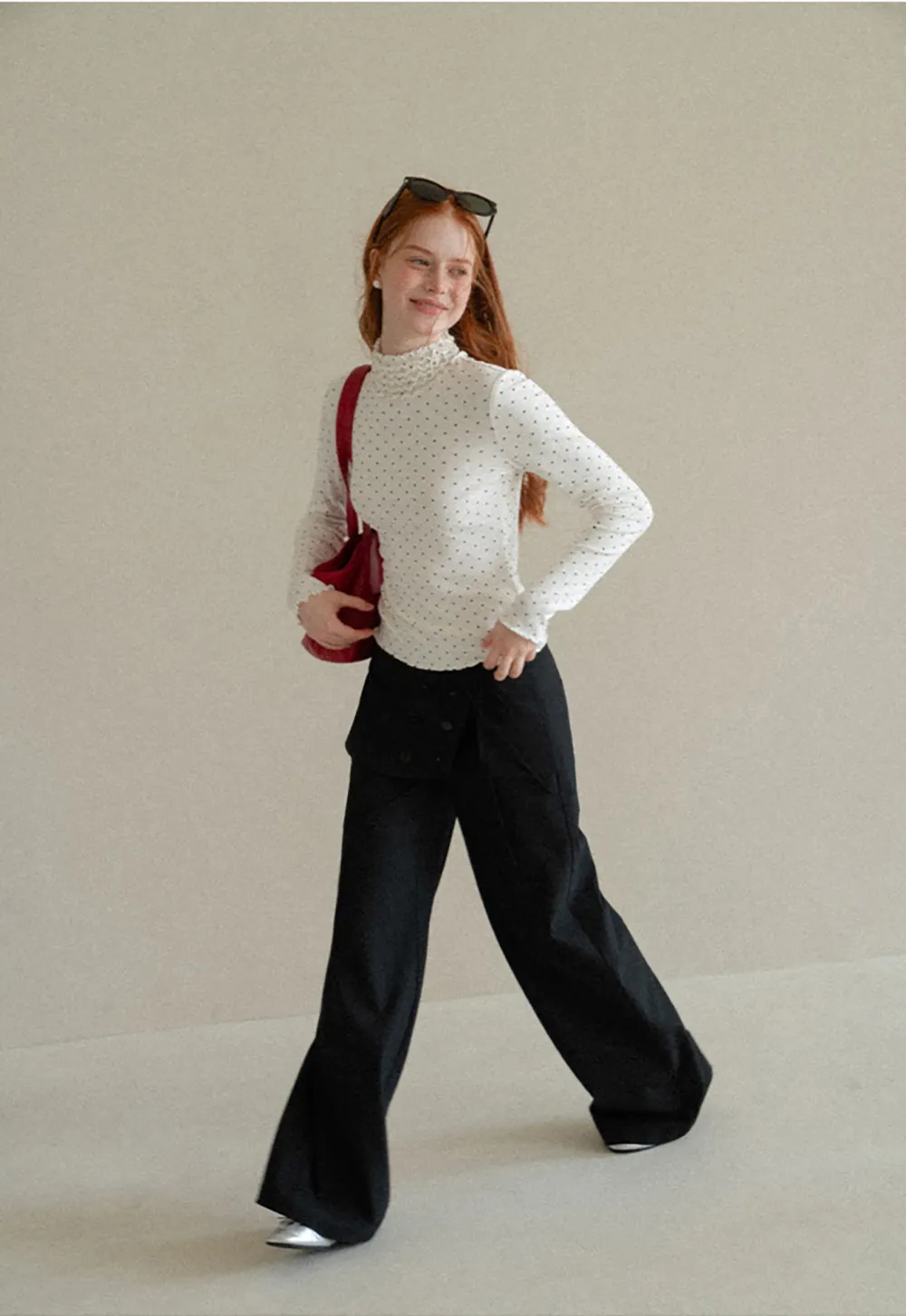 Peplum Waist Wide Leg Casual Pants