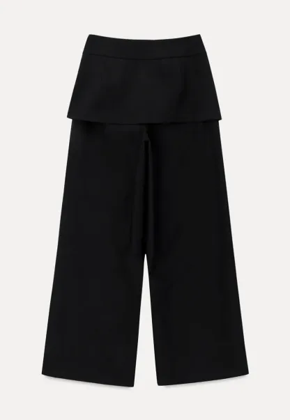 Peplum Waist Wide Leg Casual Pants