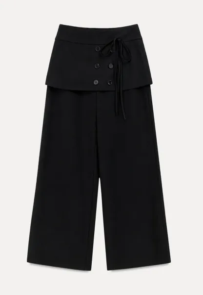 Peplum Waist Wide Leg Casual Pants