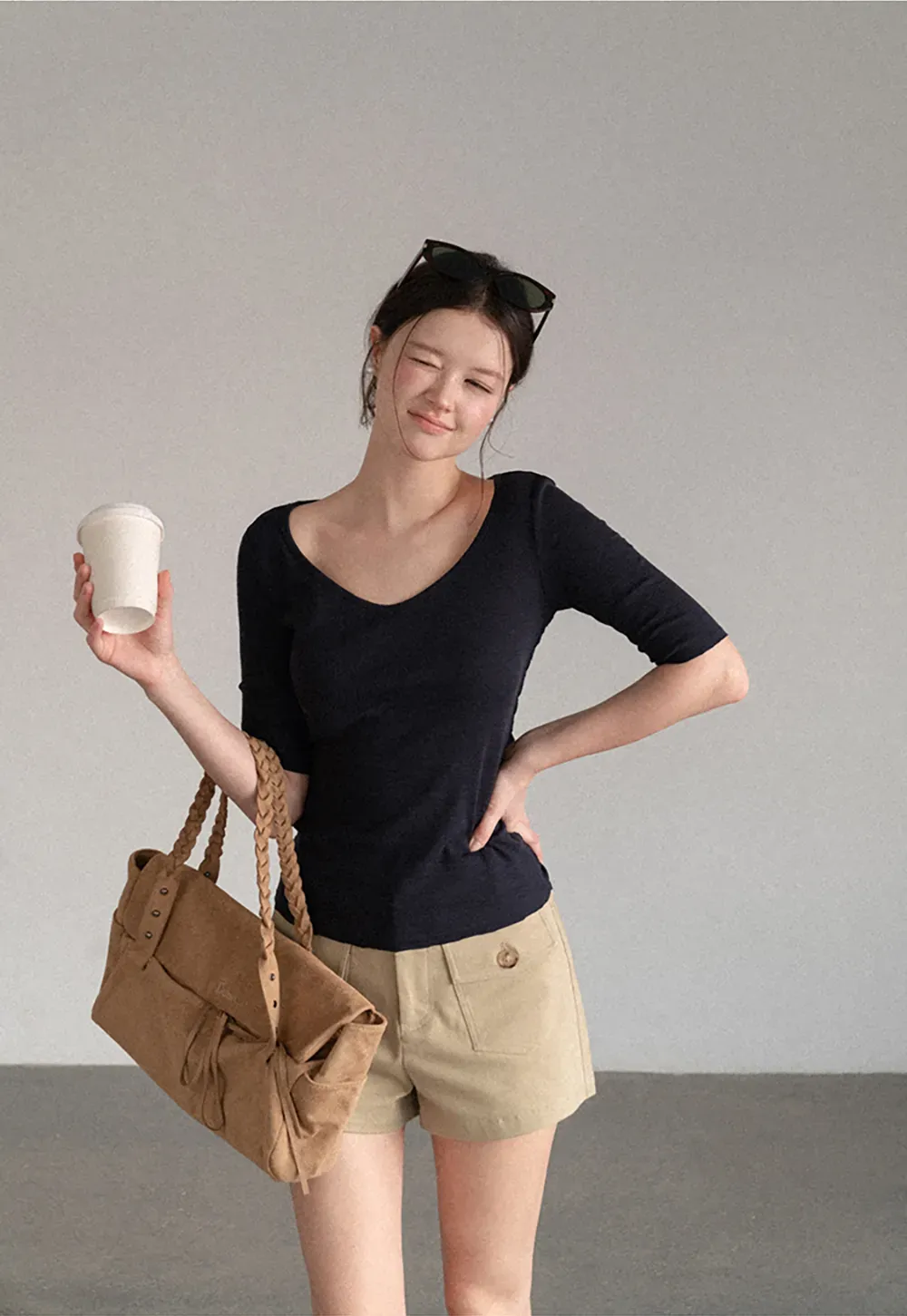 High Waist Cargo Pocket Shorts