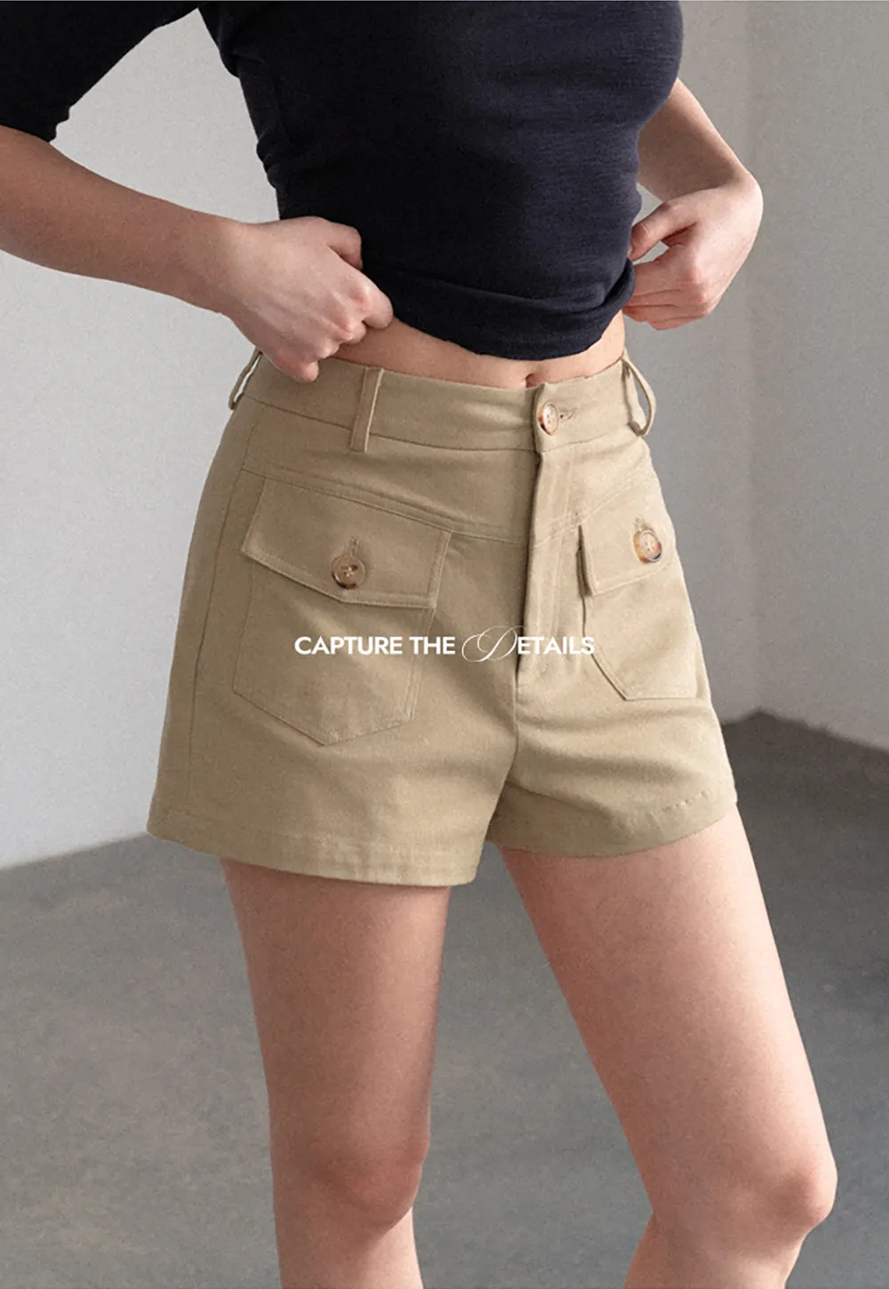 High Waist Cargo Pocket Shorts