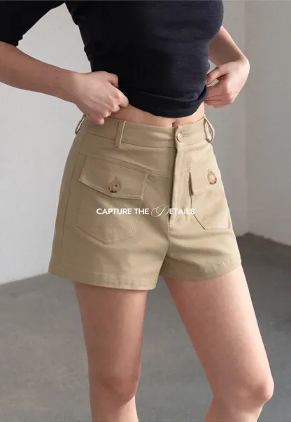 High Waist Cargo Pocket Shorts
