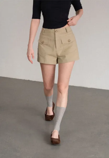 High Waist Cargo Pocket Shorts