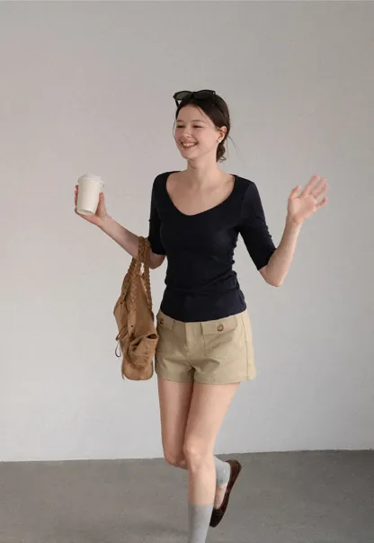 High Waist Cargo Pocket Shorts