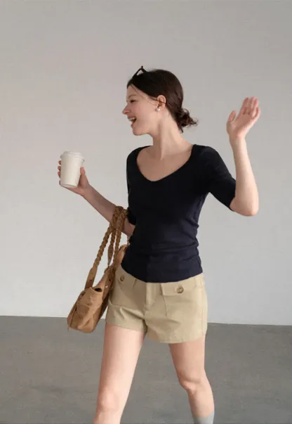 High Waist Cargo Pocket Shorts