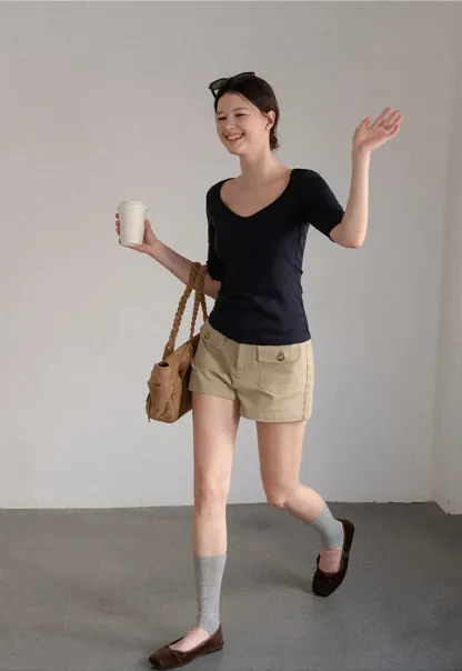 High Waist Cargo Pocket Shorts