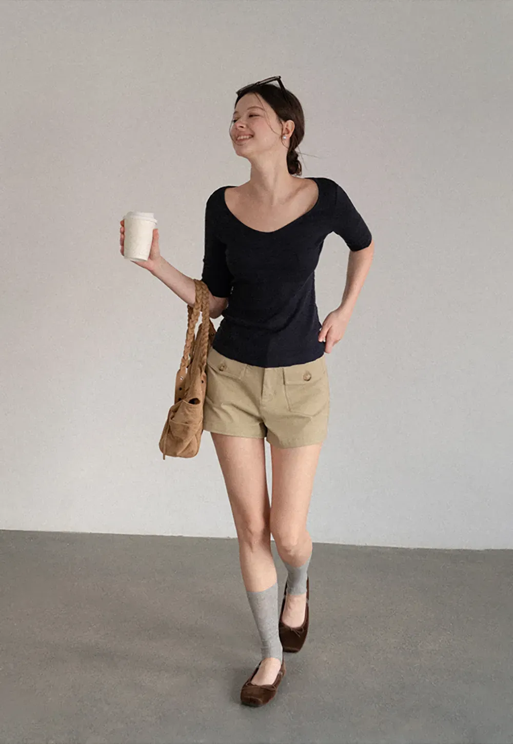 High Waist Cargo Pocket Shorts