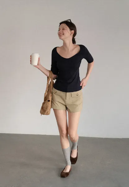 High Waist Cargo Pocket Shorts