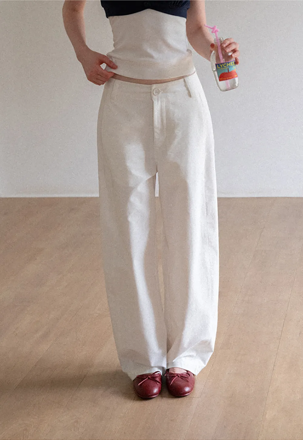 Wide Leg High Waist Belted Casual Pants