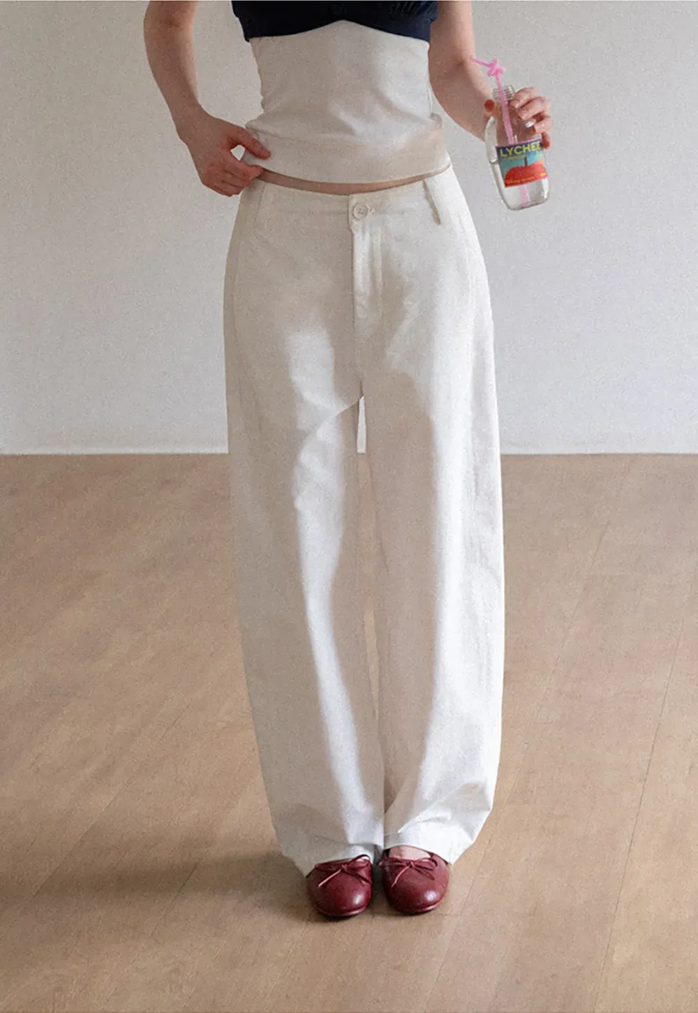 Wide Leg High Waist Belted Casual Pants