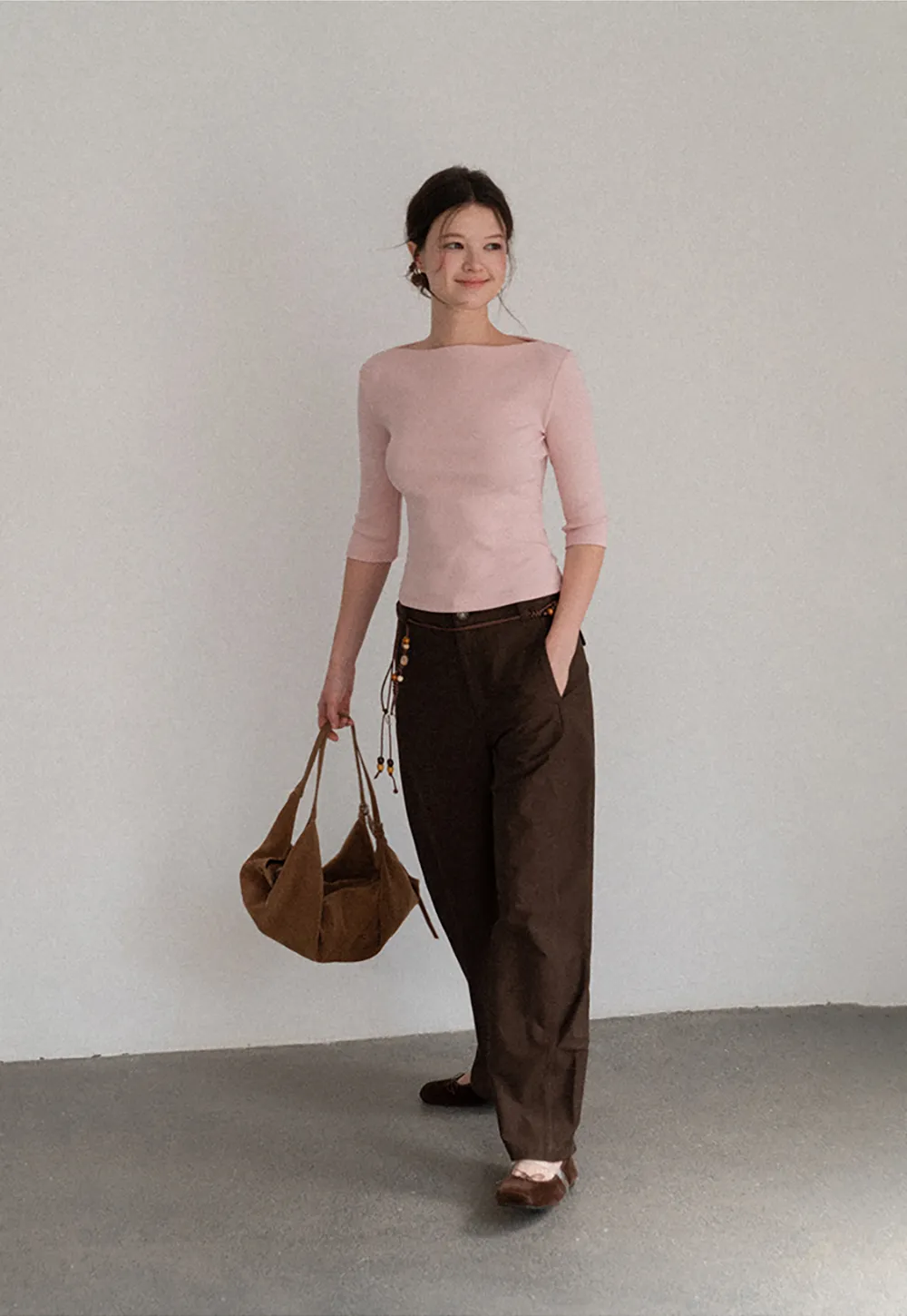 Wide Leg High Waist Belted Casual Pants