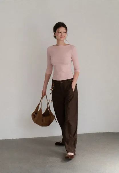 Wide Leg High Waist Belted Casual Pants