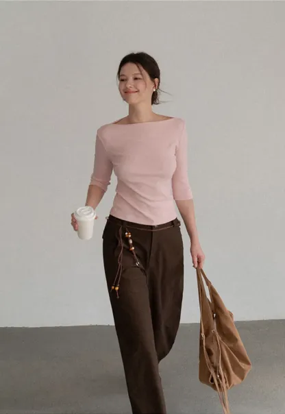 Wide Leg High Waist Belted Casual Pants