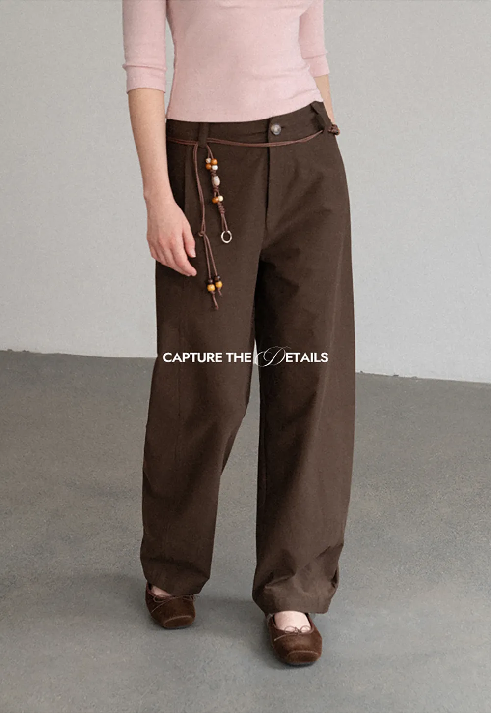 Wide Leg High Waist Belted Casual Pants