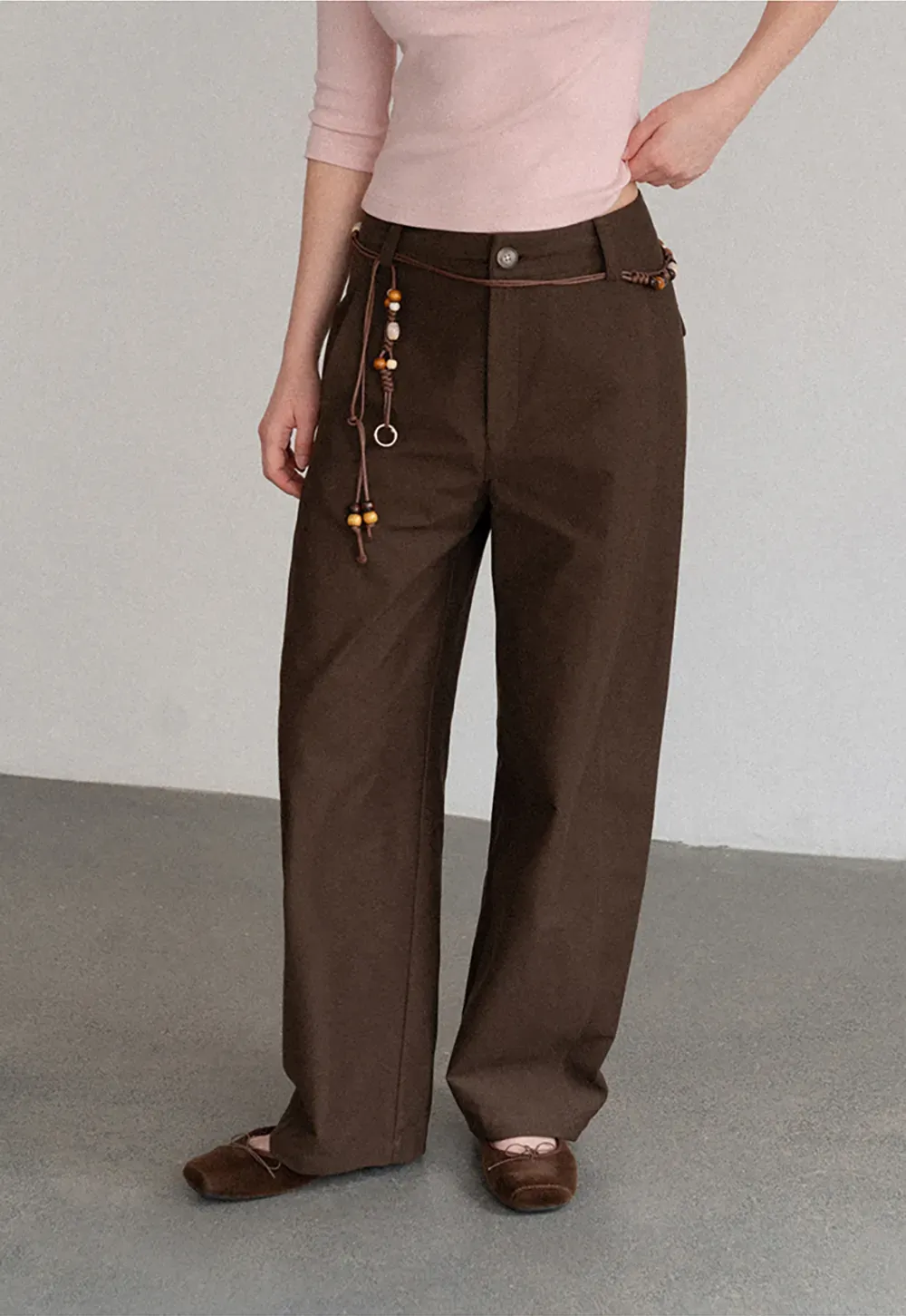Wide Leg High Waist Belted Casual Pants