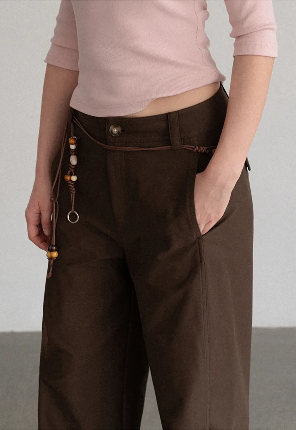 Wide Leg High Waist Belted Casual Pants