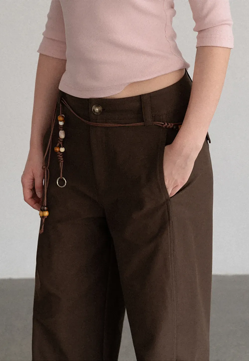 Wide Leg High Waist Belted Casual Pants