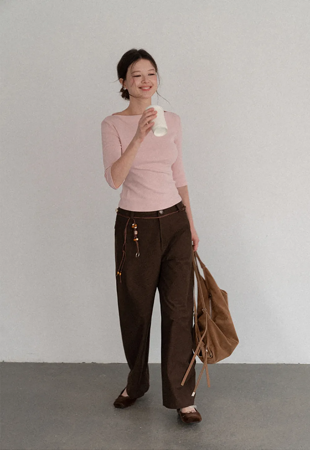 Wide Leg High Waist Belted Casual Pants