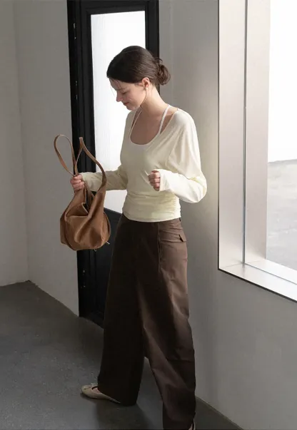 Wide Leg High Waist Belted Casual Pants
