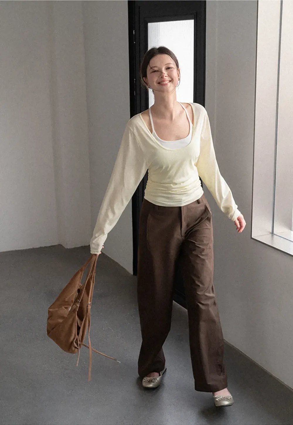 Wide Leg High Waist Belted Casual Pants